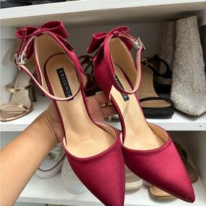 Women's Red Satin Heels